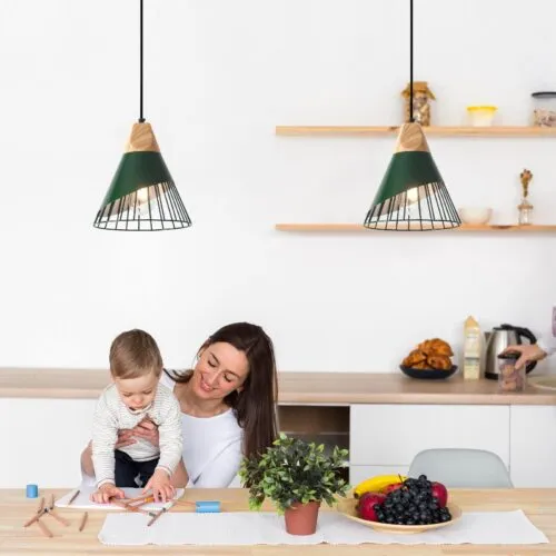 Green Farmhouse Industrial Pendant Light 9.4