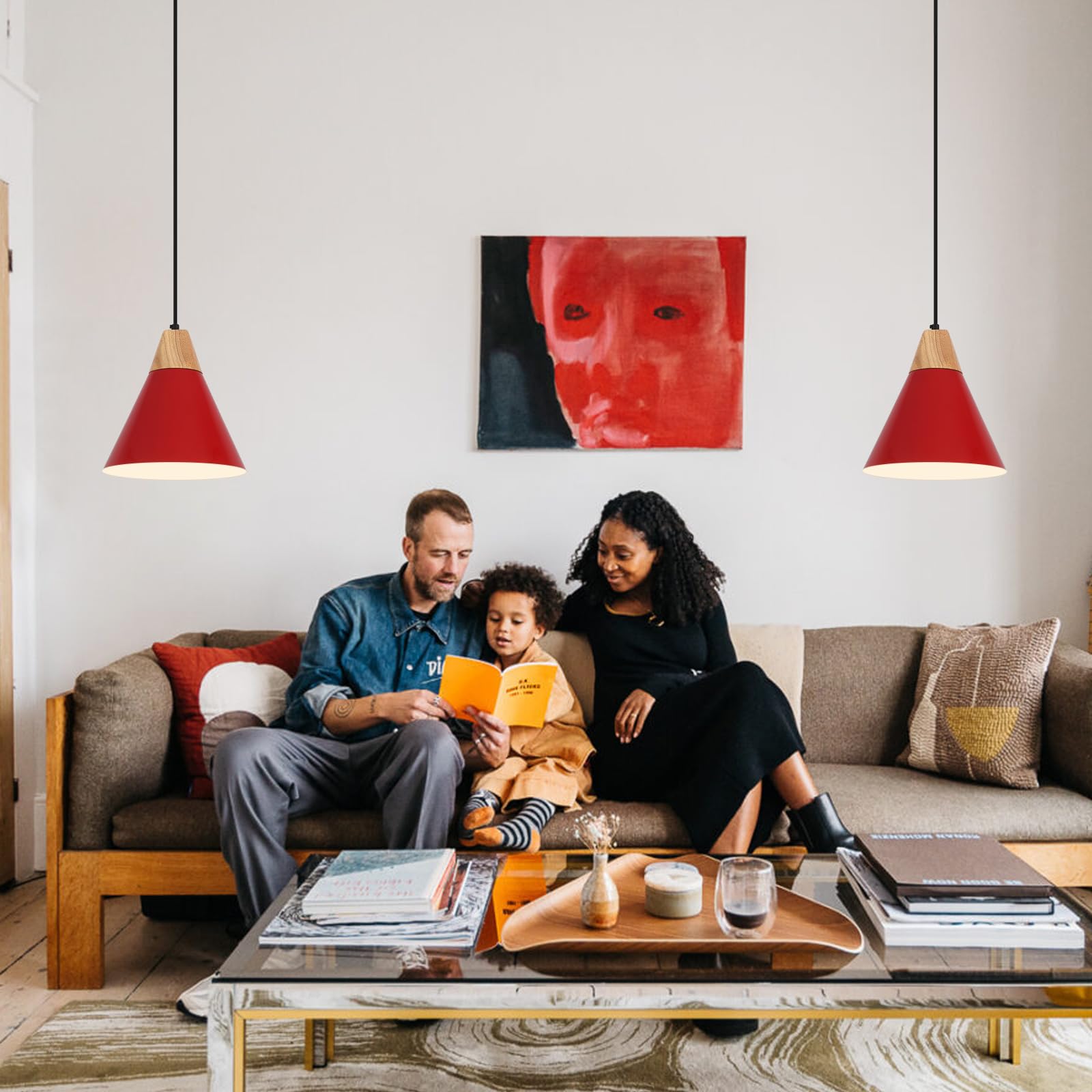 Red Pendant Light, Kitchen Pendant Light, Farmhouse Pendant Light, Industrial Pedant Light, Black Pendant Lights Kitchen Island for Kitchen, Bar, Bedroom - Image 8