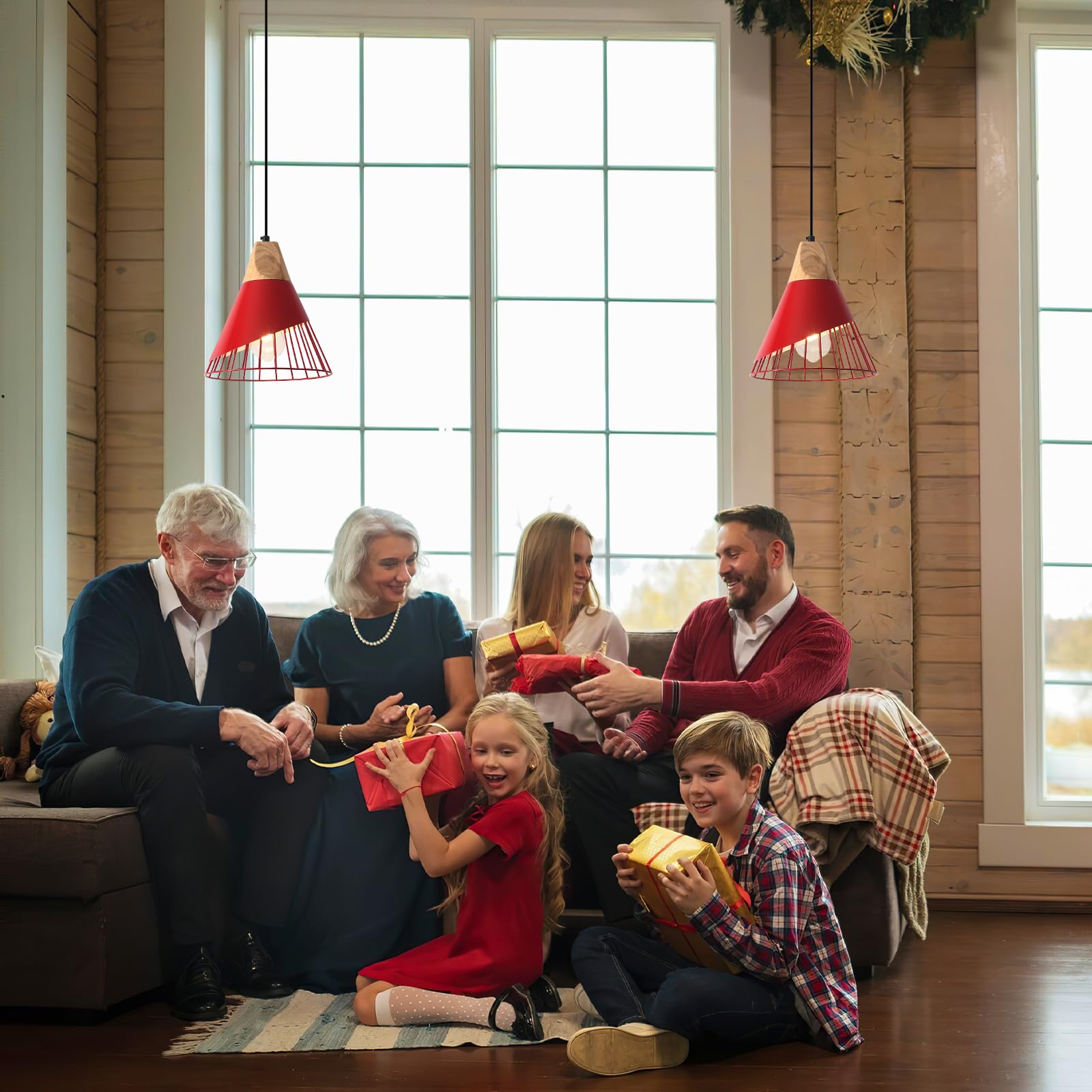 Red Pendant Light, Farmhouse Pendant Light, Kitchen Pendant Light, Industrial Pendant Light, Black Pendant Lights Kitchen Island for Kitchen, Bar, Bedroom - Image 8