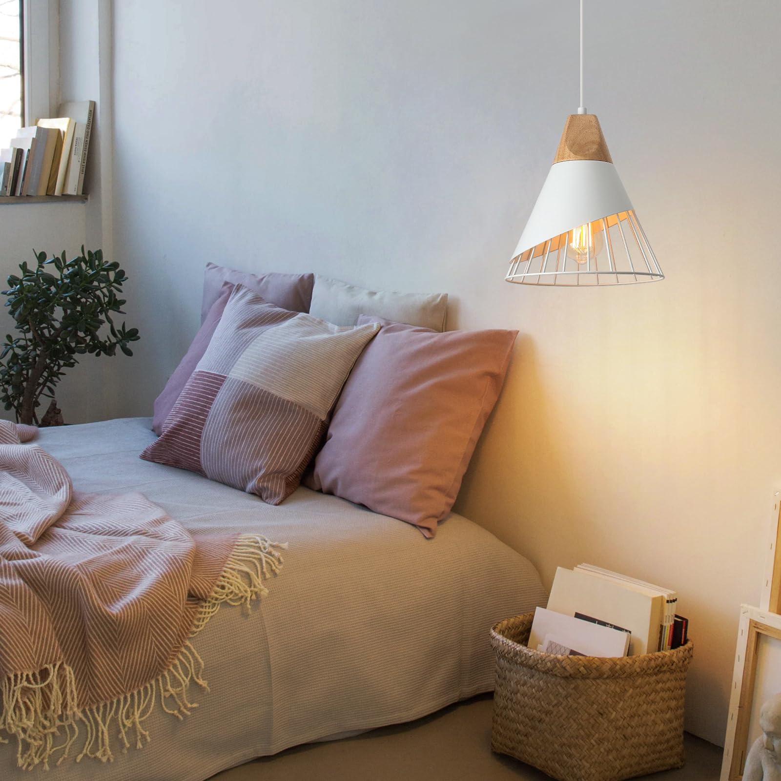 White Pendant Light, Kitchen Pendant Light, Farmhouse Pendant Light, Industrial Pedant Light, Black Pendant Lights Kitchen Island for Kitchen, Bar, Bedroom - Image 8