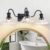 Vintage 3-Light Matte Black Vanity Light with Flower Glass Shade