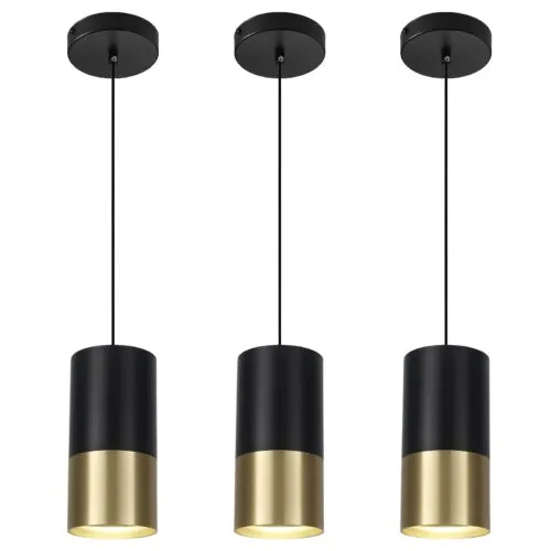 Black and Gold Small Modern Pendant Light 4000K 3-Pack