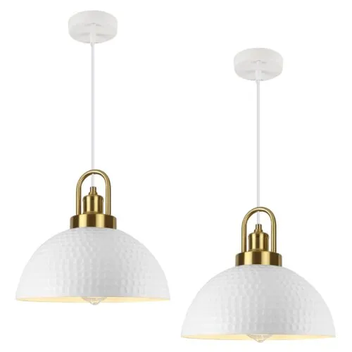 White Hammered Pendant Light 11.8
