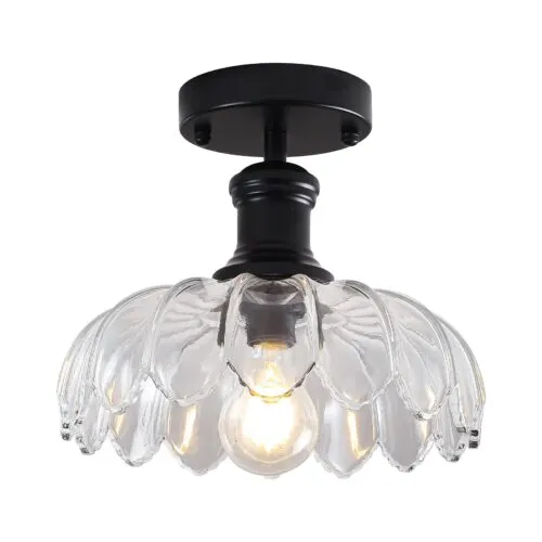 Vintage Farmhouse Flower Semi Flush Mount Ceiling Light