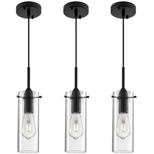Black Modern Glass Pendant Light 3-Pack