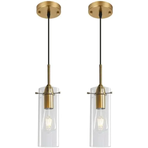 Gold Modern Blown Glass Pendant Light 2-Pack