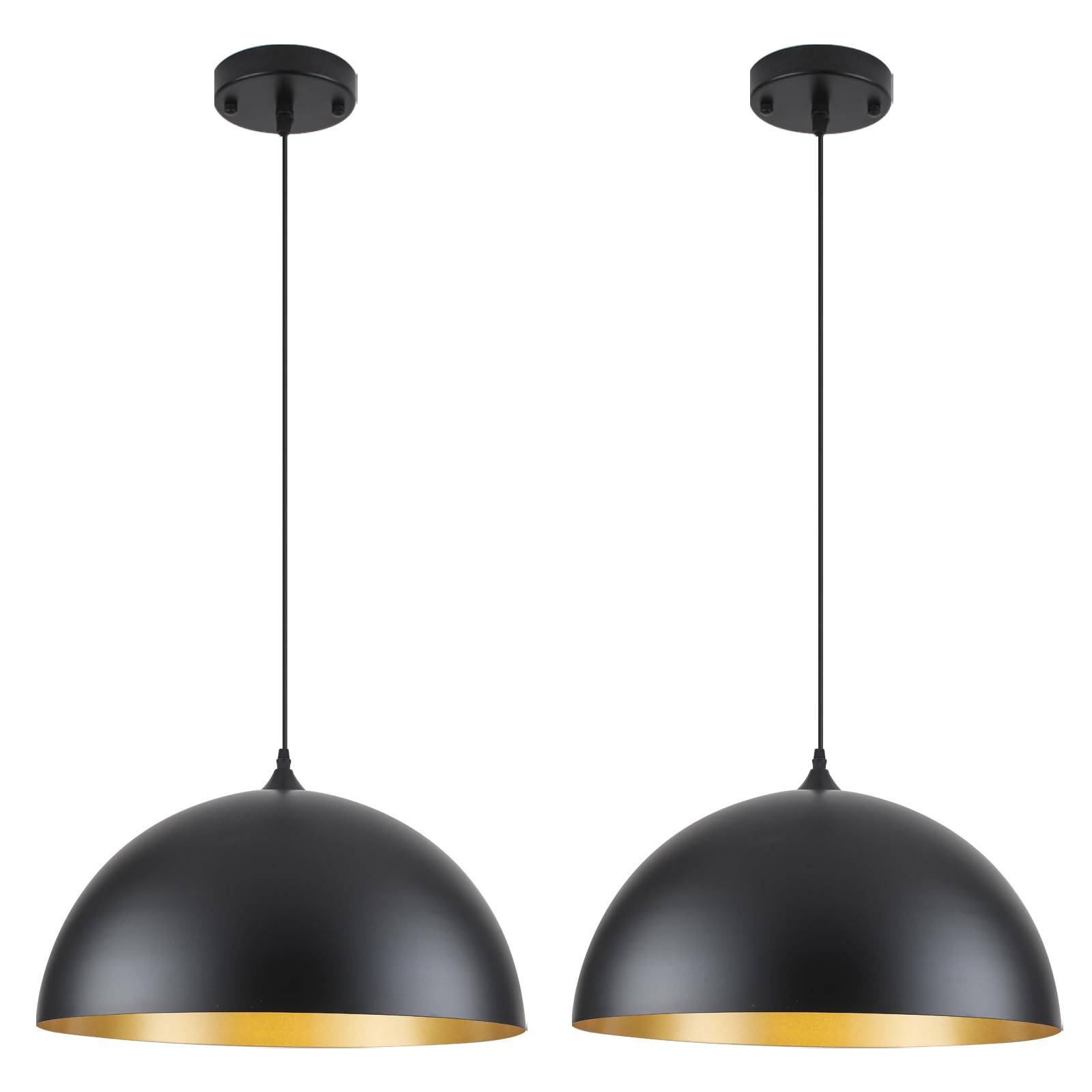 19.7" Black Large Oversized Modern Farmhouse Pendant Light 2-Pack