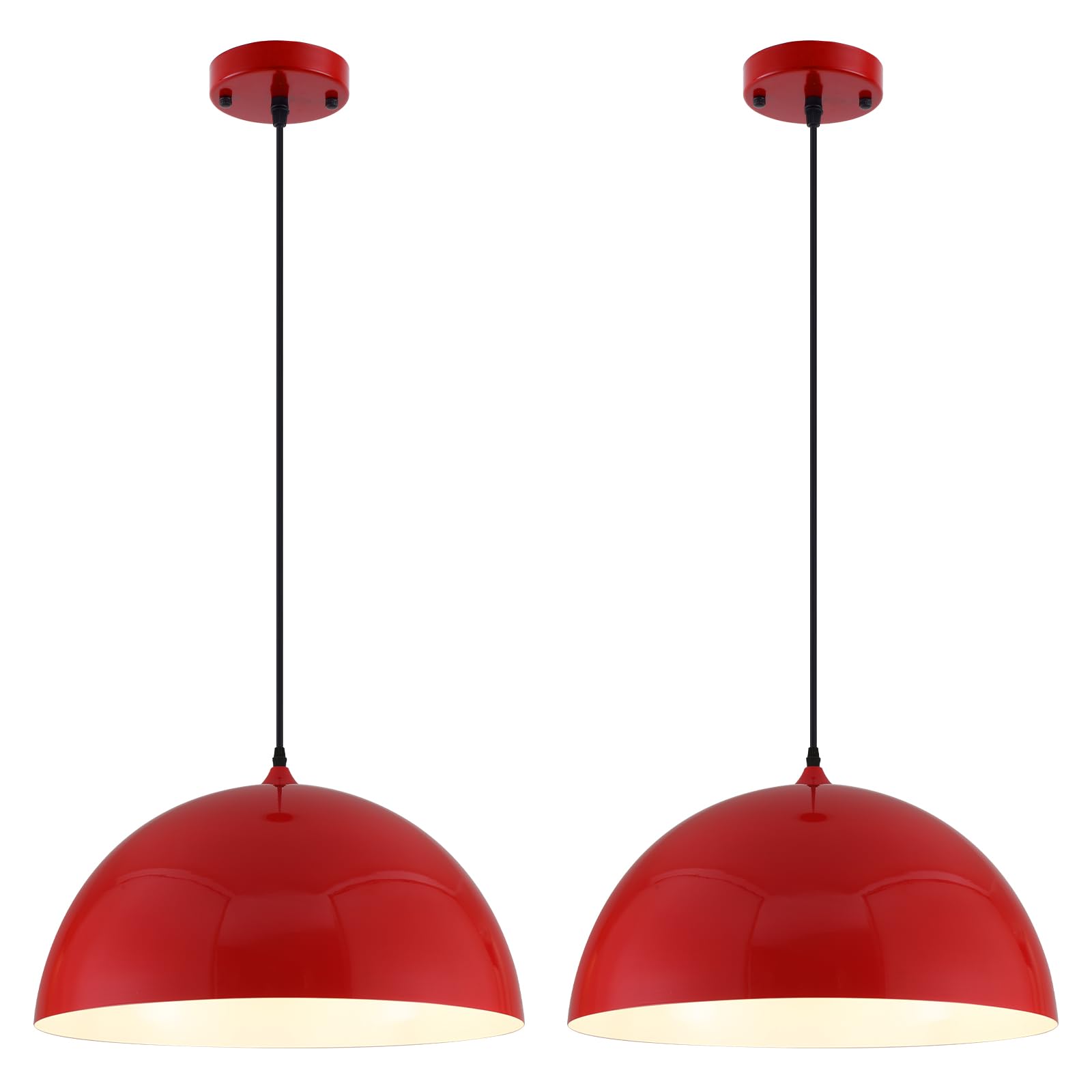 19.7" Red Oversized Farmhouse Pendant Light 2-Pack