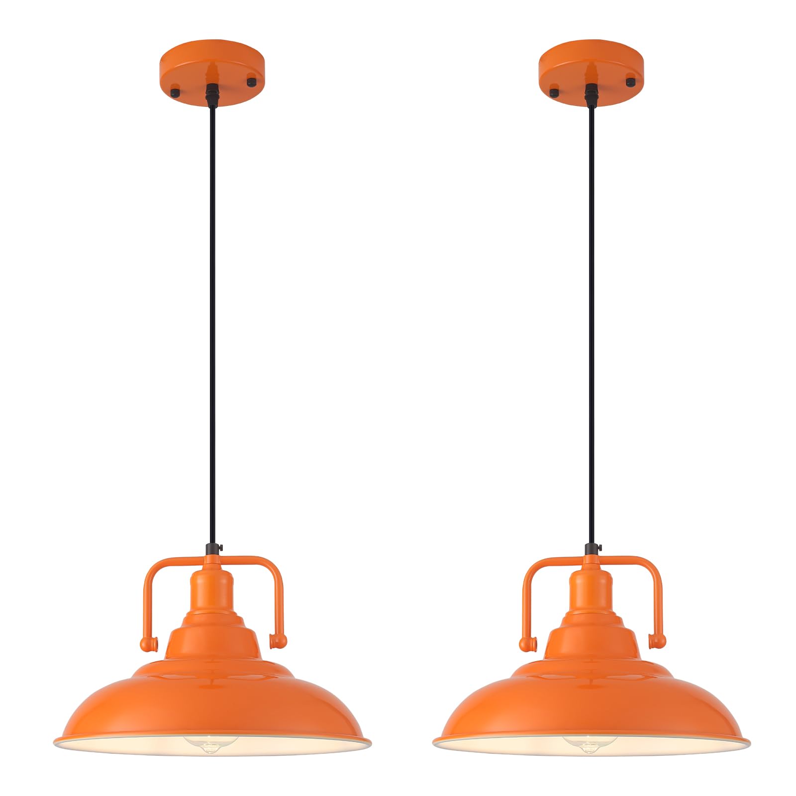 12.5" Orange Modern Farmhouse Pendant Light 2-Pack