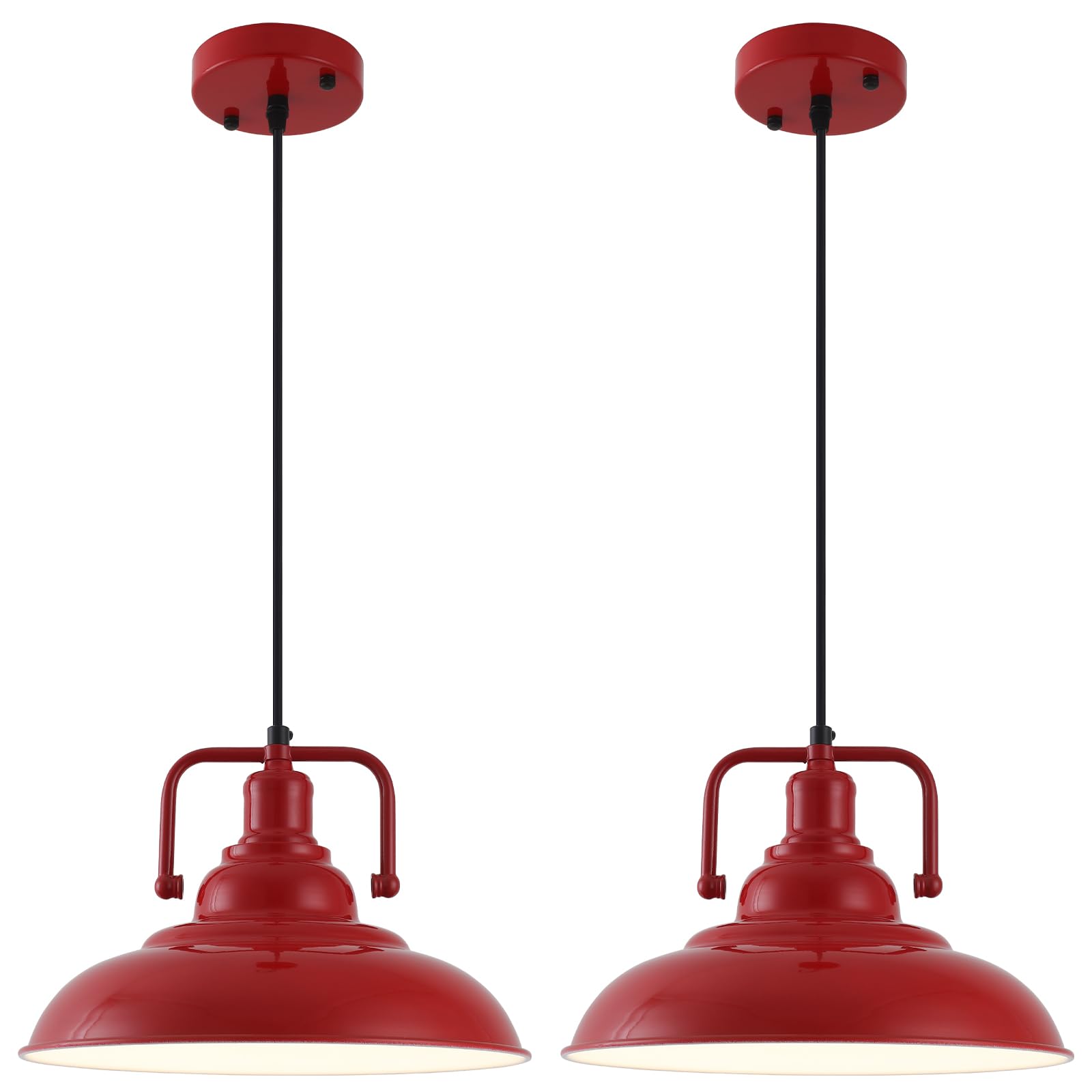 12.5" Red Modern Farmhouse Pendant Light 2-Pack