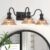 Farmhouse 3-Light Black Bathroom Light with Amber Glass Shade