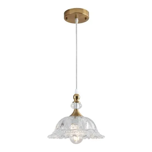Champagne Bronze Glass Pendant Light with Flower Shade