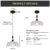 Matte Black Vintage Pendant Light with Glass Shade