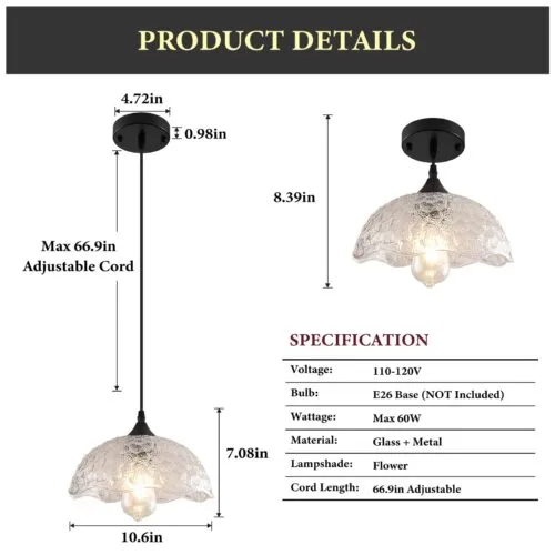Farmhouse 11-Inch Clear Glass Pendant Light