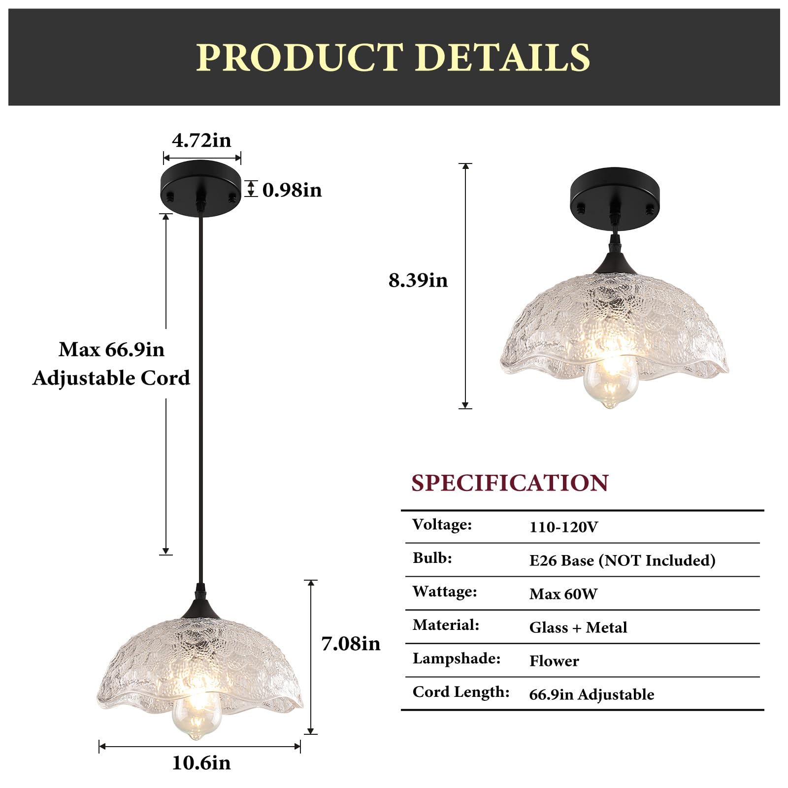 Farmhouse 11-Inch Clear Glass Pendant Light - Image 2