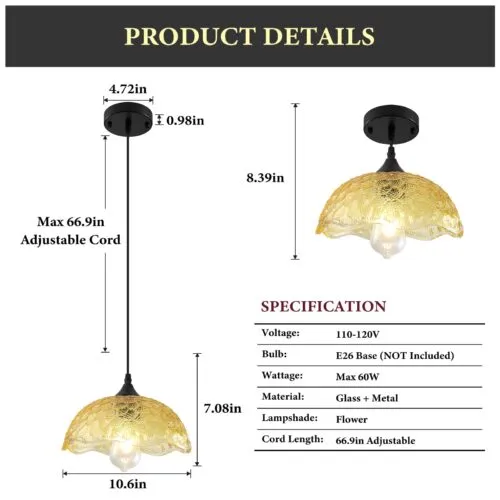 Gold Glass Pendant Light for Kitchen Island