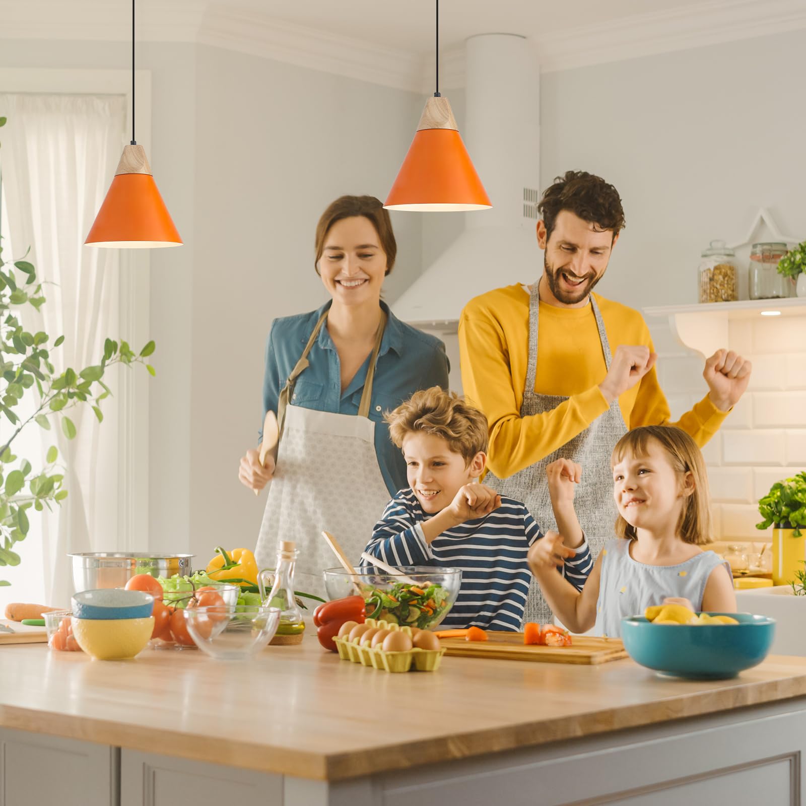 9.4" Orange Plug-in Pendant Light 2-Pack - Image 2