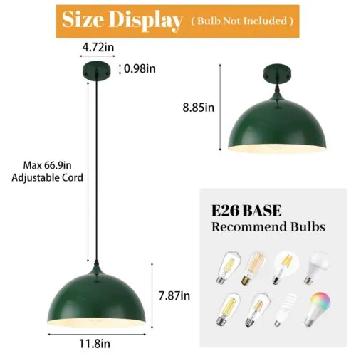 Green Dome Modern Pendant Light