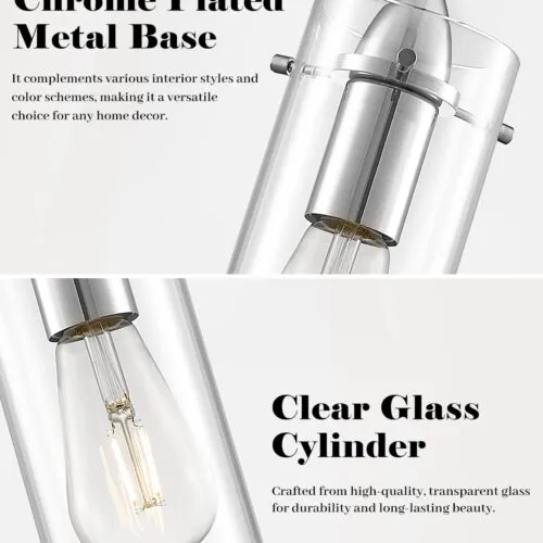 Chrome Modern Glass Pendant Light 3-Pack