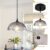 Gray Vintage Pendant Light with Glass Shade