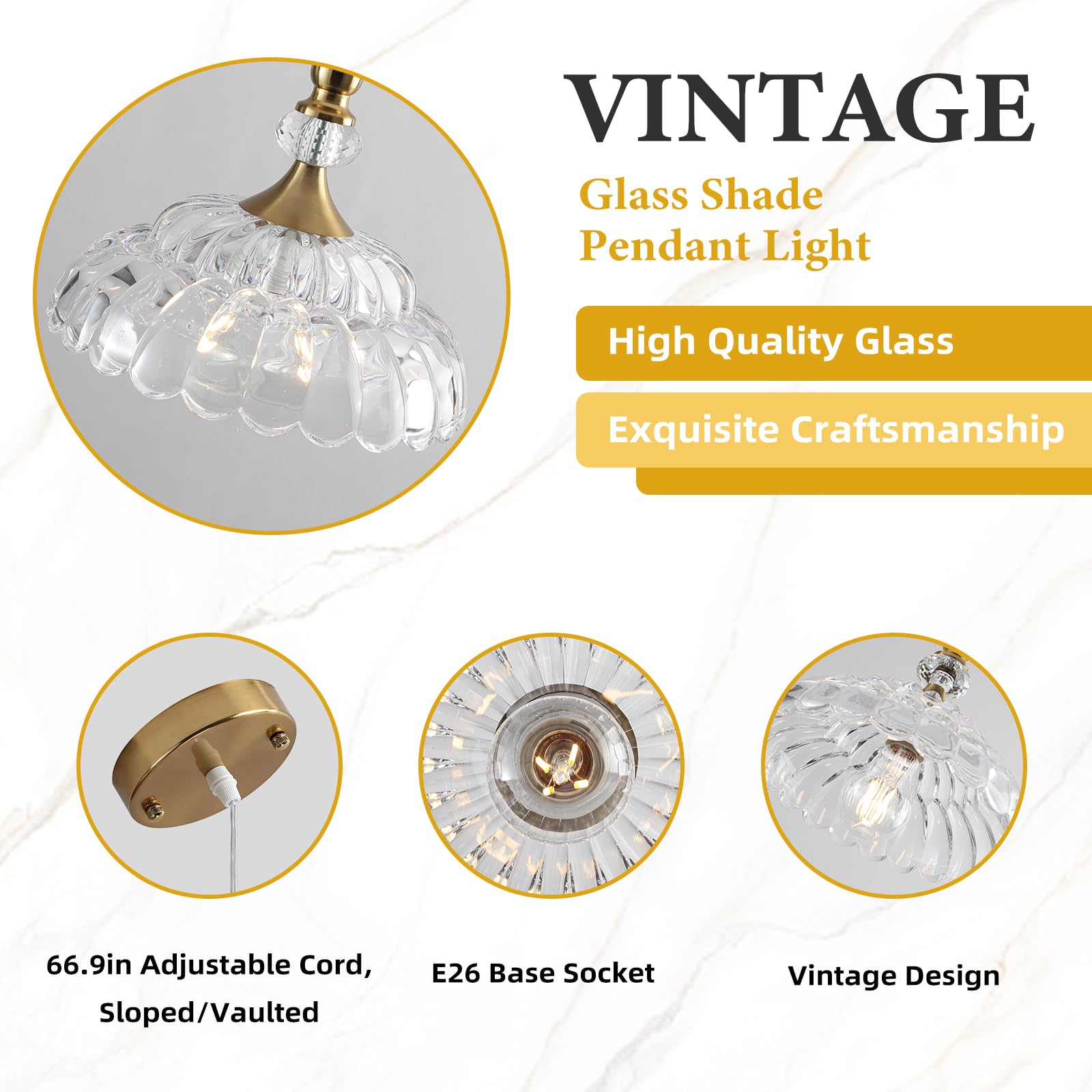 Champagne Bronze Farmhouse Pendant Light with Flower Shade - Image 7