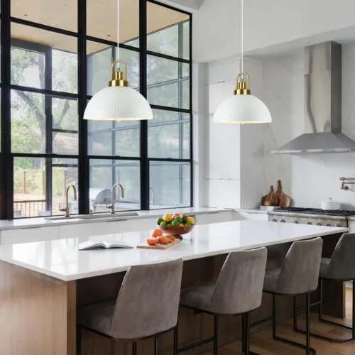 White Hammered Pendant Light 11.8