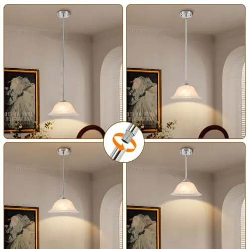 Chrome Farmhouse Frosted Glass Pendant Light 11.8
