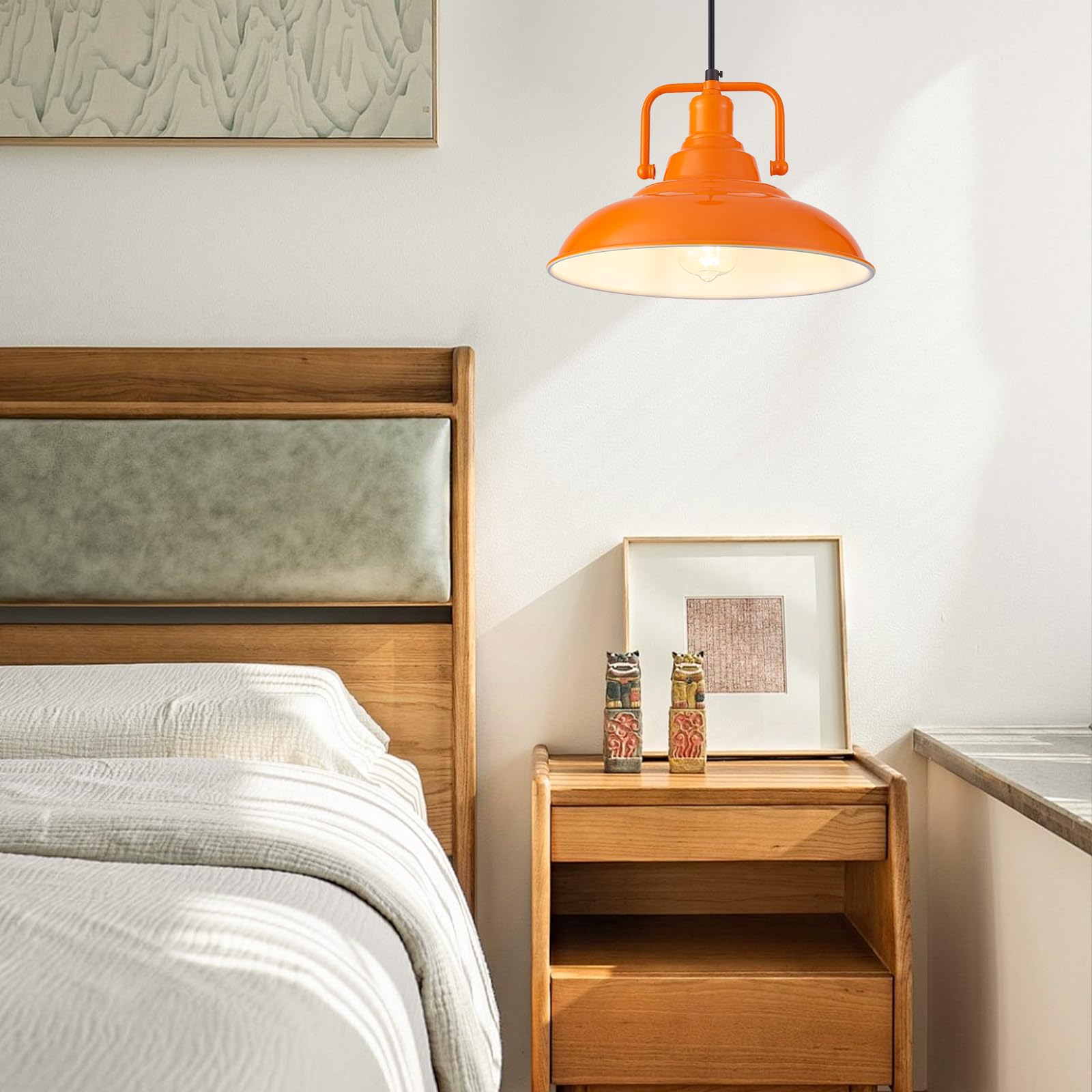 12.5" Orange Modern Farmhouse Pendant Light 2-Pack - Image 7