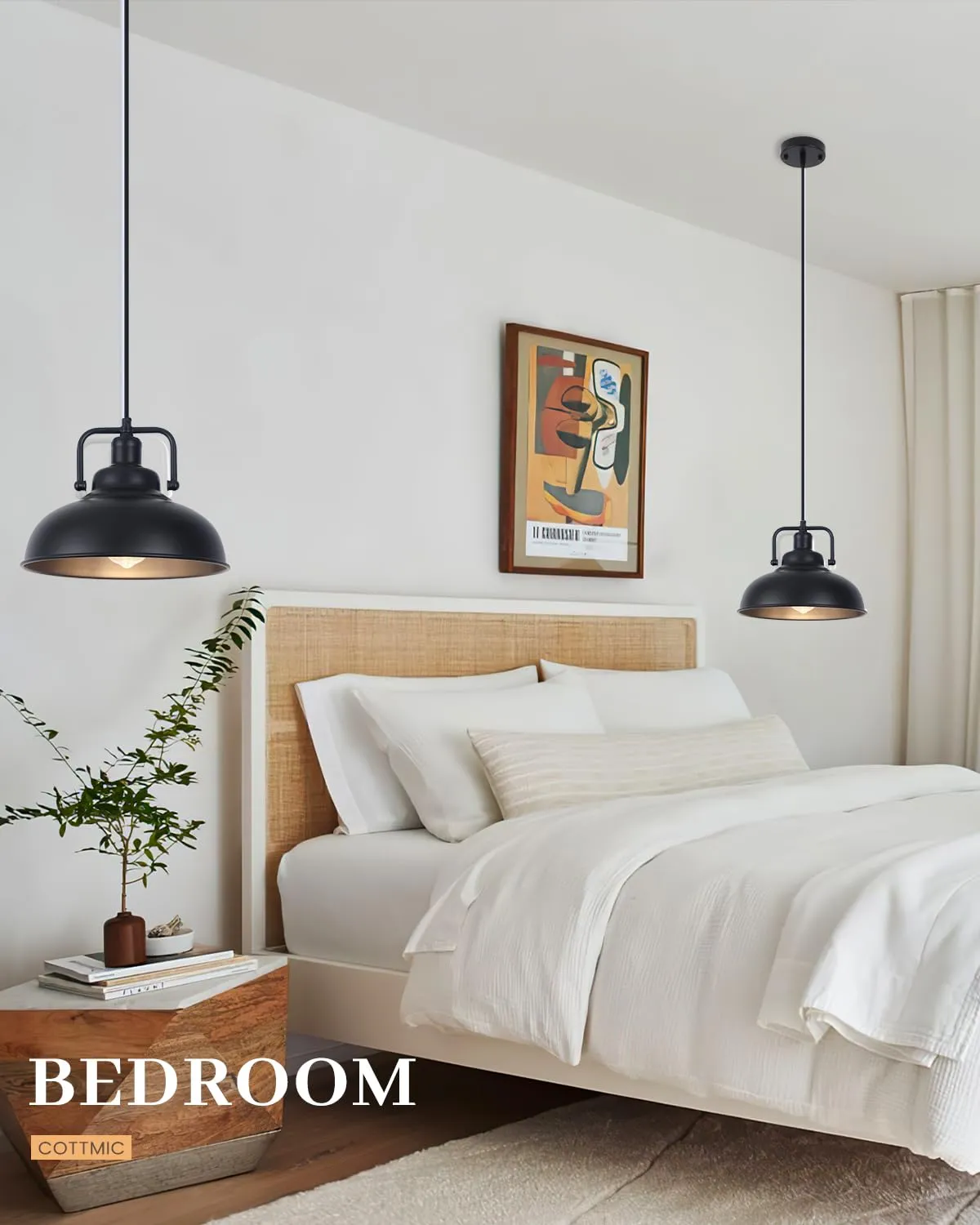 11.4" Black Farmhouse Industrial Pendant Light 3-Pack - Image 8