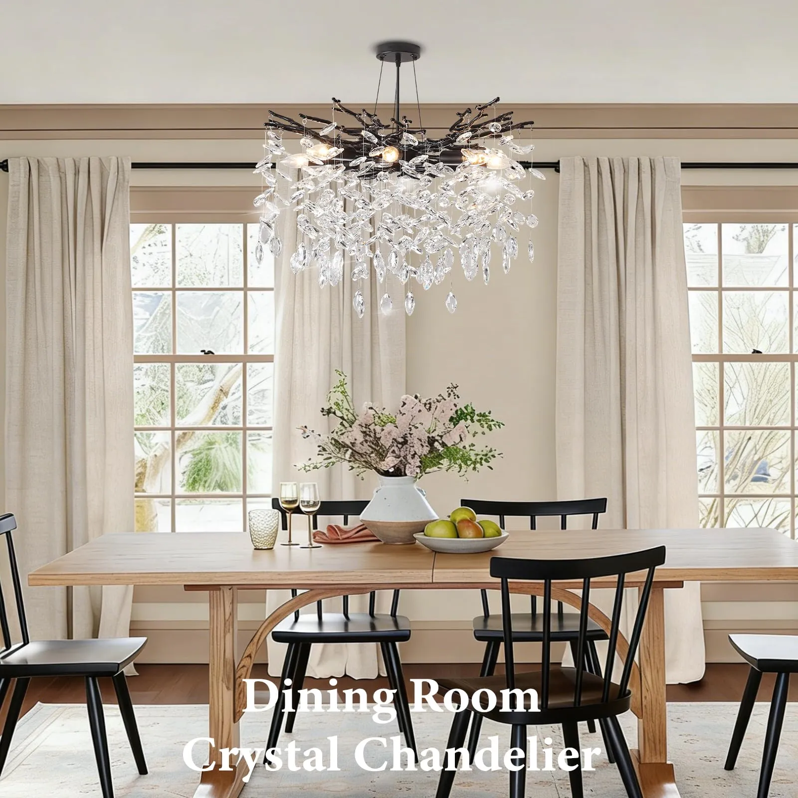 Black Tree Branch Crystal Chandelier 8-Light - Image 2