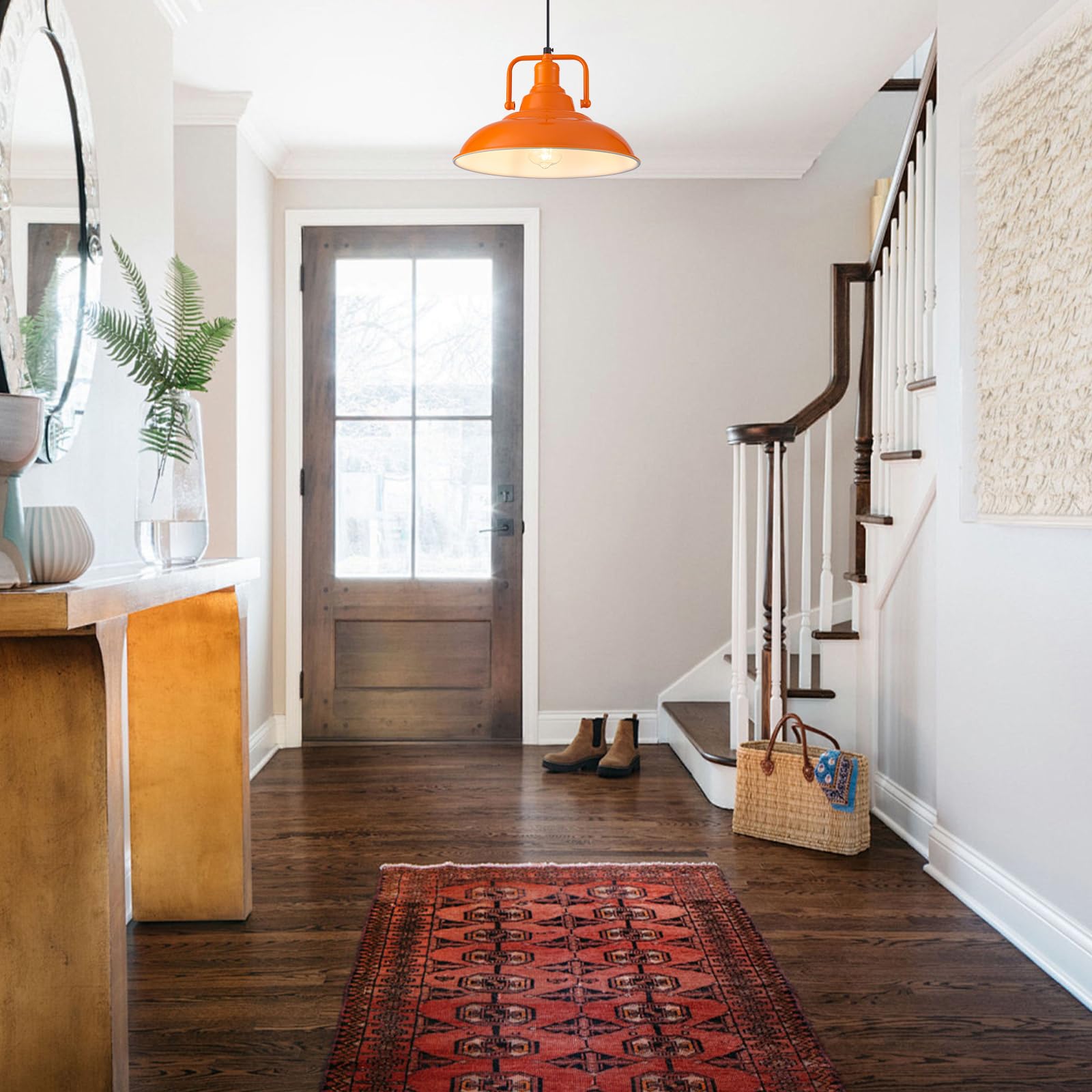 12.5" Orange Modern Farmhouse Pendant Light 2-Pack - Image 6