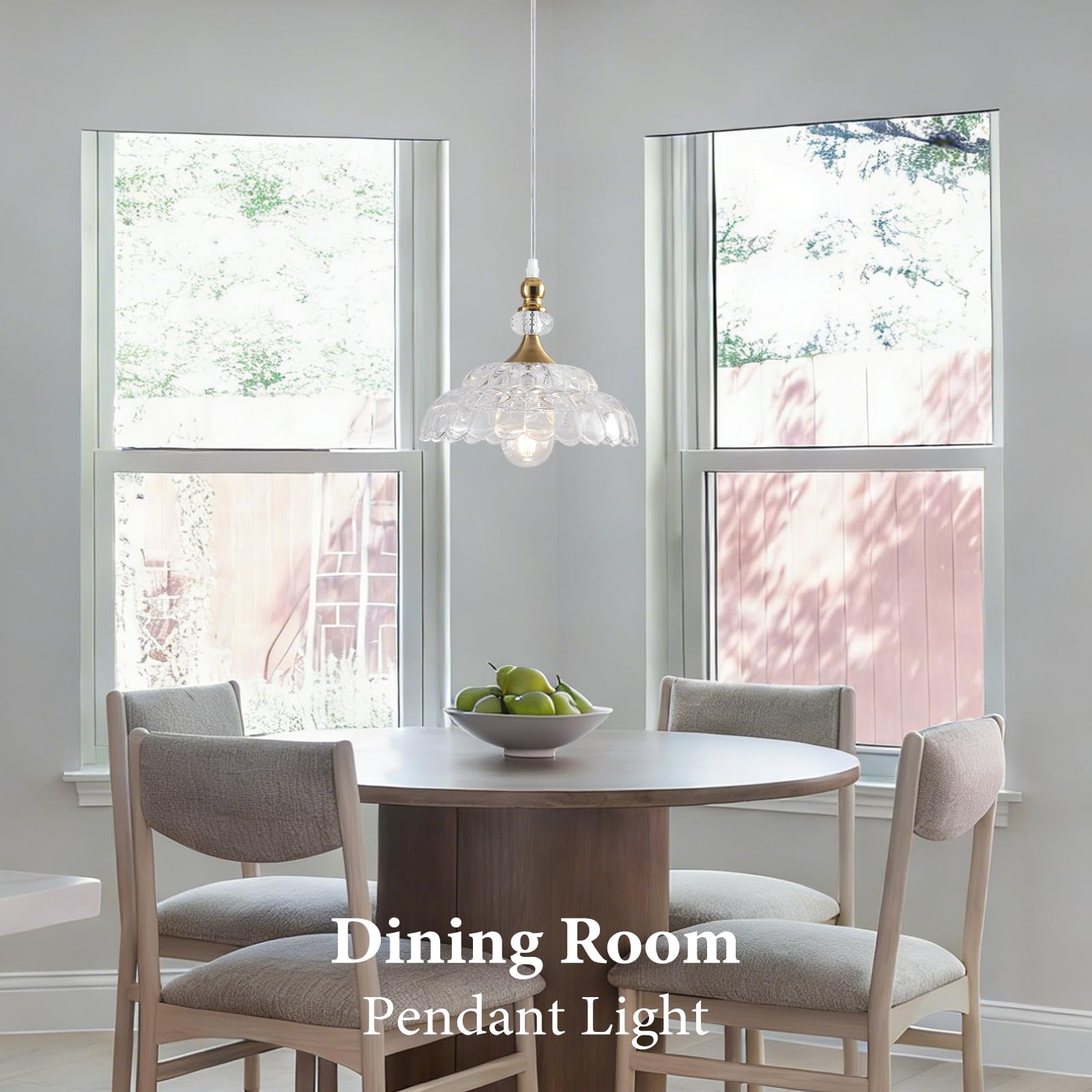 Champagne Bronze Farmhouse Pendant Light with Flower Shade - Image 4
