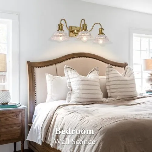 Champagne Gold 3-Light Bathroom Light with Clear Glass Shade