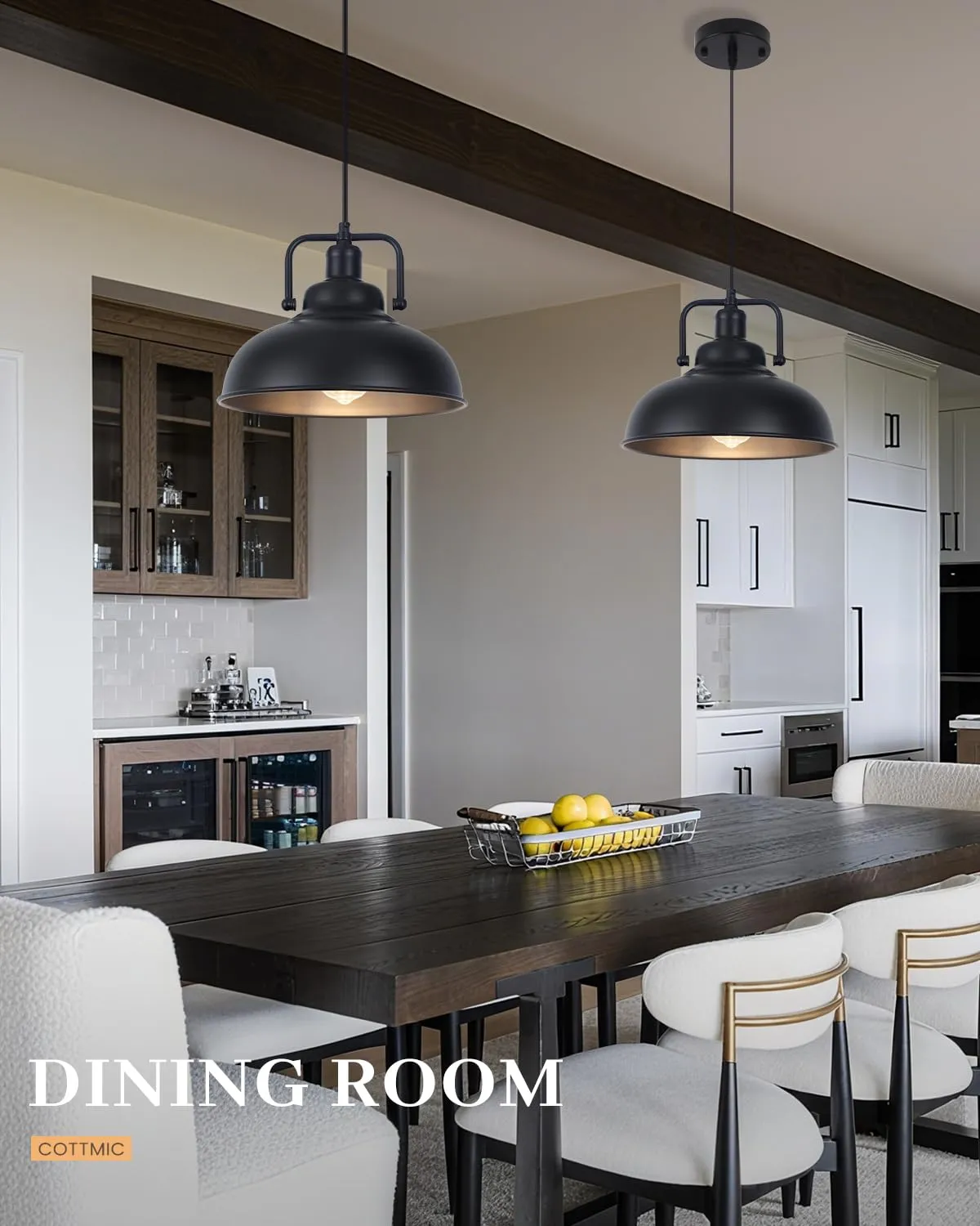11.4" Black Farmhouse Industrial Pendant Light 3-Pack - Image 4